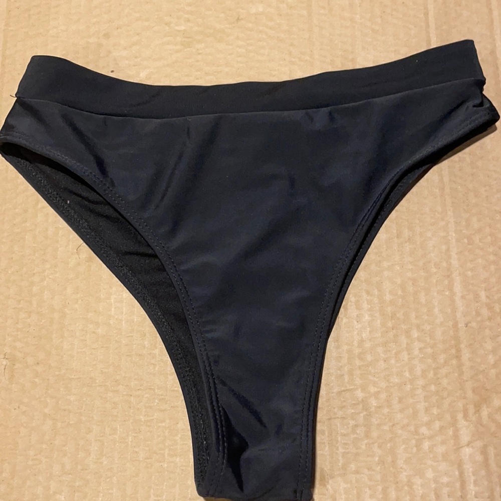 SHEIN black high waisted bikini bottoms.